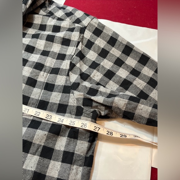 ROWM Black Gray buffalo plaid Checkered button Shirt Long Sleeve men 2XL Cotton - Picture 11 of 14